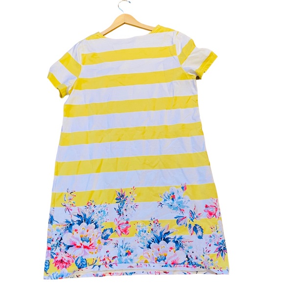 Joules Lemon Border Floral Riviera‎ Print Jersey Dress Preppy Yellow - Picture 4 of 9